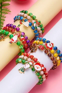 Sale Dear-Lover 3 Pack Christmas Bead Bracelets Dark Blue