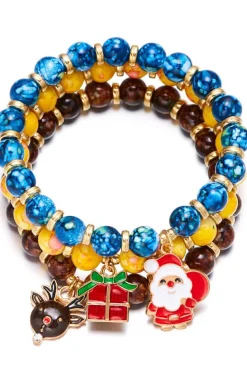 Sale Dear-Lover 3 Pack Christmas Bead Bracelets Dark Blue
