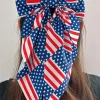 New Dear-Lover American Flag Large Bow Knot Hair Clip Dark Blue