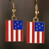 Hot Dear-Lover American Flag Print Patriotic Hook Earrings Dark Blue