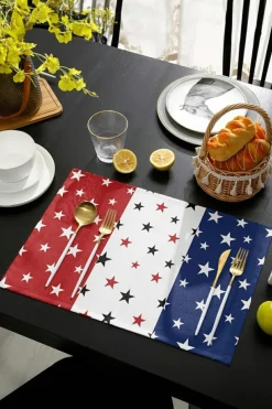 Outlet Dear-Lover American Flag Star Print Reusable Placemat Dark Blue