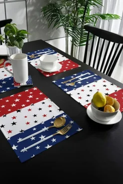 Outlet Dear-Lover American Flag Star Print Reusable Placemat Dark Blue