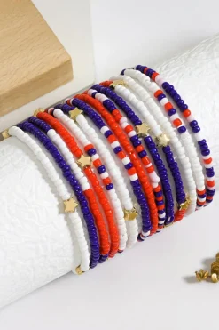 Sale Dear-Lover American Flag Star Beaded Multi Layer Bracelet Set Dark Blue