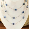 Hot Dear-Lover Artificial Crystal Metallic Multi Layered Necklace Dark Blue