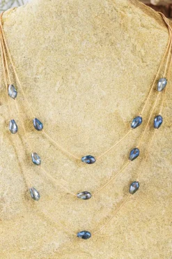 Hot Dear-Lover Artificial Crystal Metallic Multi Layered Necklace Dark Blue
