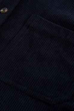Sale Dear-Lover Dark Corduroy Button Pocket Shirt Blue