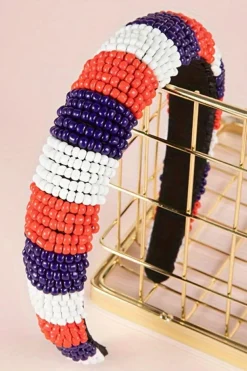 Clearance Dear-Lover Flag Day Beaded Wide Headband Dark Blue