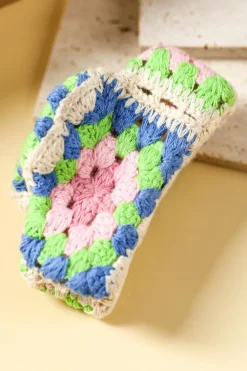 New Dear-Lover Flower Crochet Cover Hair Clawclip Dark Blue