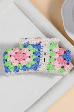New Dear-Lover Flower Crochet Cover Hair Clawclip Dark Blue
