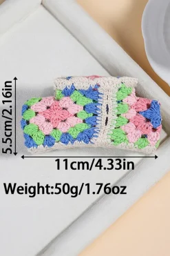 New Dear-Lover Flower Crochet Cover Hair Clawclip Dark Blue