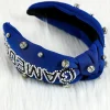 Best Dear-Lover GAME DAY Rugby Football Season Diamond Knotted Headband Dark Blue