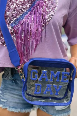 Hot Dear-Lover GAME DAY Rugby Football Clear Shoulder Bag Dark Blue