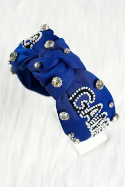 Best Dear-Lover GAME DAY Rugby Football Season Diamond Knotted Headband Dark Blue