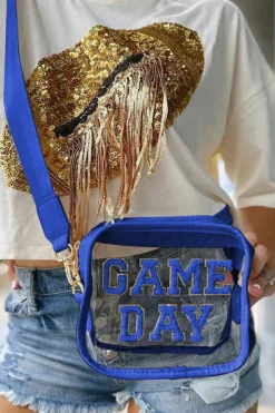 Hot Dear-Lover GAME DAY Rugby Football Clear Shoulder Bag Dark Blue