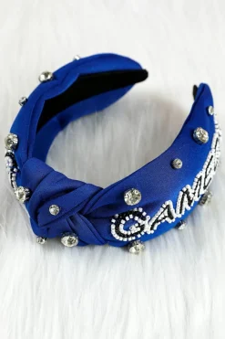Best Dear-Lover GAME DAY Rugby Football Season Diamond Knotted Headband Dark Blue