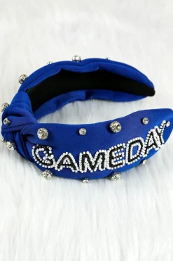 Best Dear-Lover GAME DAY Rugby Football Season Diamond Knotted Headband Dark Blue