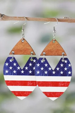 Discount Dear-Lover Independence Day Star Striped Hook Earrings Dark Blue