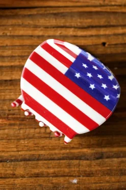 Online Dear-Lover Independence Day Flag Pattern Hair Claw Dark Blue