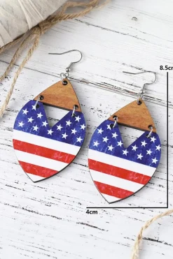 Discount Dear-Lover Independence Day Star Striped Hook Earrings Dark Blue