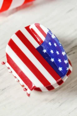 Online Dear-Lover Independence Day Flag Pattern Hair Claw Dark Blue