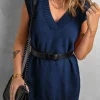 Clearance Dear-Lover Dark Knit Vest Pullover Sweater Blue