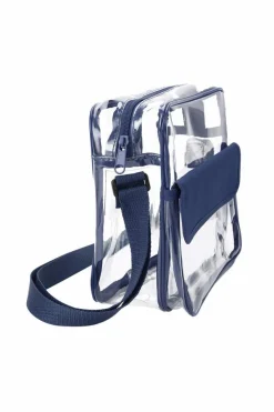 New Dear-Lover PVC Patchwork Adjustable Strap Square Crossbody Bag Dark Blue