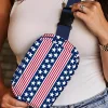 Hot Dear-Lover Star Printed Buckle Strap Flag Day Crossbody Bag Dark Blue