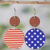 Outlet Dear-Lover 4th of July Wooden Flag Earrings Dark Blue