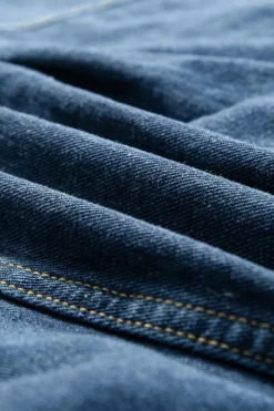 Clearance Dear-Lover Washed Oversize Pocketed Denim Jacket Dark Blue