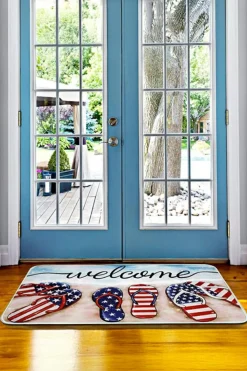 Outlet Dear-Lover Welcome American Flag Slipper Print Entryway Mat Dark Blue