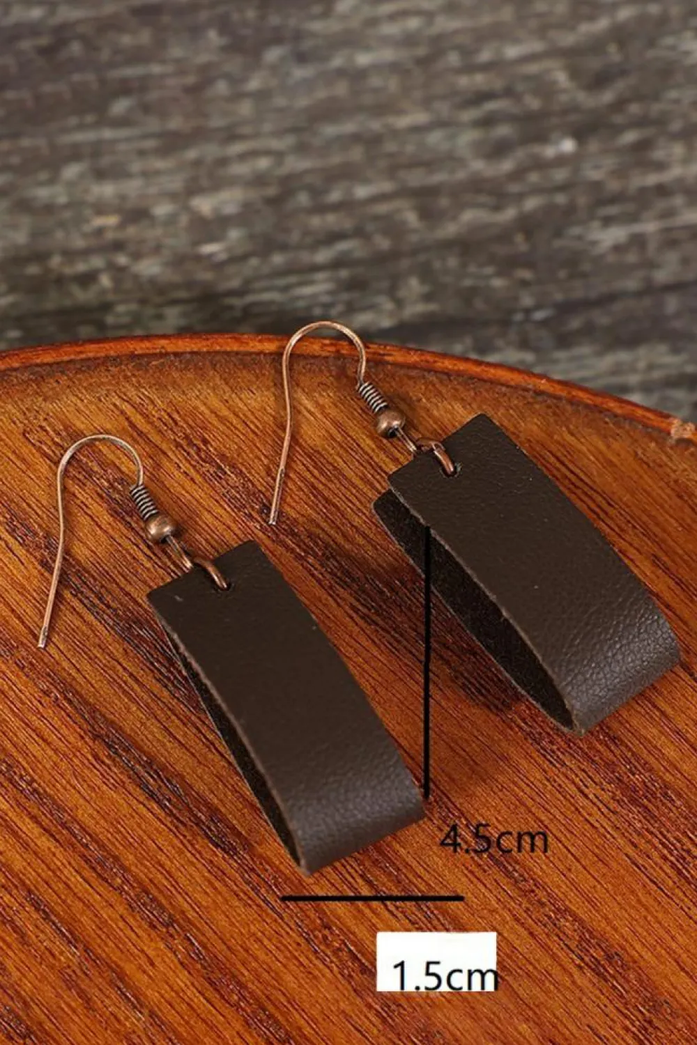 Hot Dear-Lover Circle PU Leather Drop Earrings Dark Brown