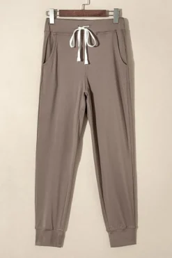 Sale Dear-Lover Drawstring Waist Pocketed Joggers Dark Brown