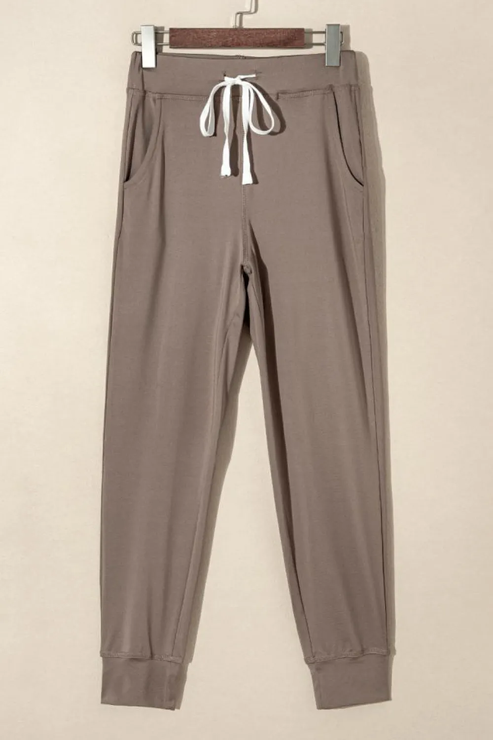 Sale Dear-Lover Drawstring Waist Pocketed Joggers Dark Brown