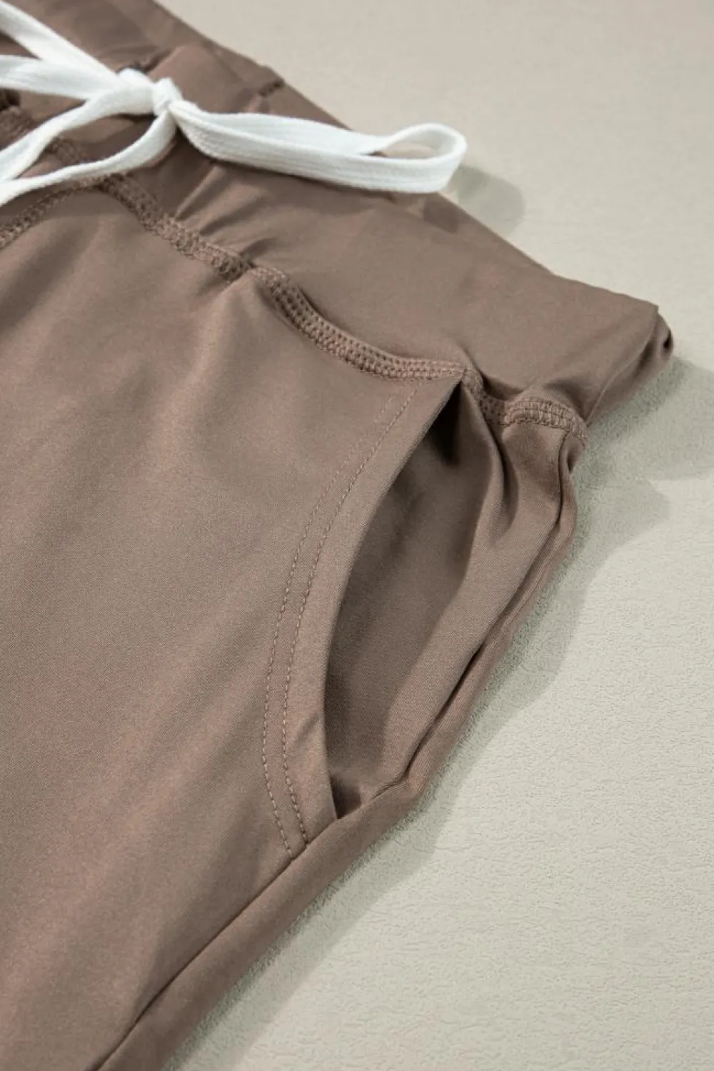 Sale Dear-Lover Drawstring Waist Pocketed Joggers Dark Brown