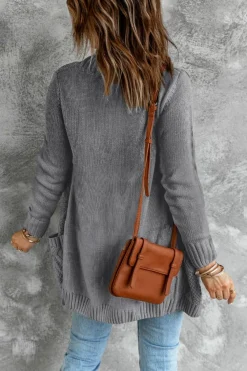 Discount Dear-Lover Front Pocket and Buttons Closure Cardigan Dark Gray