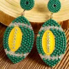 Outlet Dear-Lover Beaded Rhinestone Rugby Football Drop Earrings Dark Green