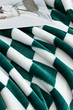 Fashion Dear-Lover Checkerboard Printed Soft Throw Blanket 120*200cm Dark Green