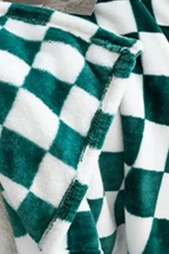 Fashion Dear-Lover Checkerboard Printed Soft Throw Blanket 120*200cm Dark Green