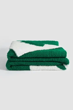 Fashion Dear-Lover Colorblock Christmas Tree Printed Blanket Dark Green