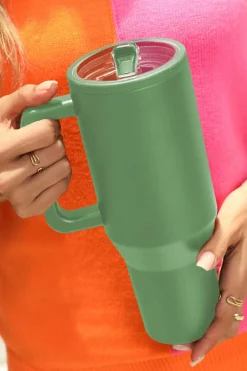 New Dear-Lover Frosted Stainless Handle Large Vacuum Cup with Straw 40oz Dark Green