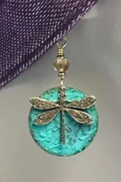 Online Dear-Lover Retro Dragonfly Hook Drop Earrings Dark Green