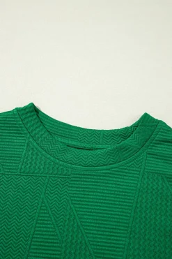 Online Dear-Lover Ruffled Sleeve Summer Top and Cropped Loose Pants Set Dark Green