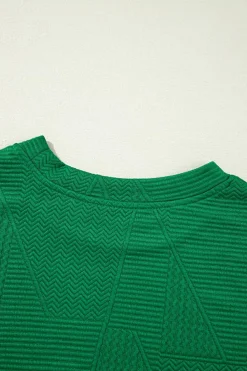 Online Dear-Lover Ruffled Sleeve Summer Top and Cropped Loose Pants Set Dark Green