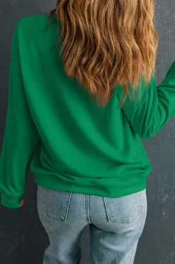 Fashion Dear-Lover Solid Classic Crewneck Pullover Sweatshirt Dark Green