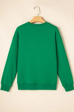Fashion Dear-Lover Solid Classic Crewneck Pullover Sweatshirt Dark Green