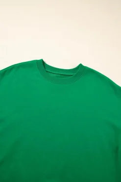 Fashion Dear-Lover Solid Classic Crewneck Pullover Sweatshirt Dark Green