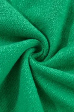 Outlet Dear-Lover Solid Fleece Lined Drop Shoulder Terry Sweatshirt Dark Green