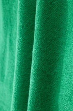 Outlet Dear-Lover Solid Fleece Lined Drop Shoulder Terry Sweatshirt Dark Green