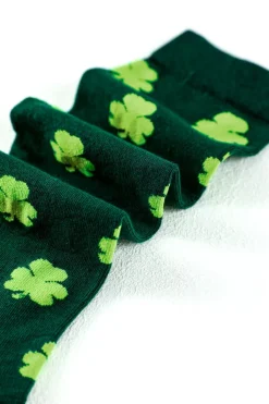 Hot Dear-Lover St Patricks Clover Print Tube Socks Dark Green