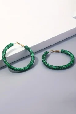 Best Dear-Lover St. Patricks Fashion Daring Sequin Loop Earrings Dark Green